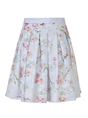 Floral Print Pleated Skirt