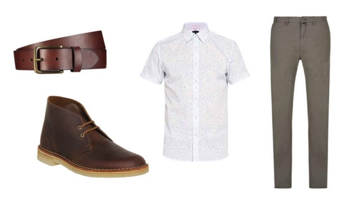 Men's Chinos and Chukka Boots Outfit for a Date
