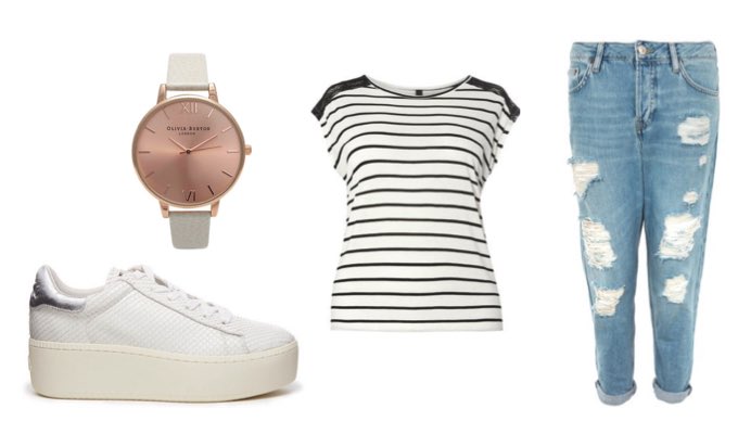 Wedge Trainers and Boyfriend Jeans Outfit Idea