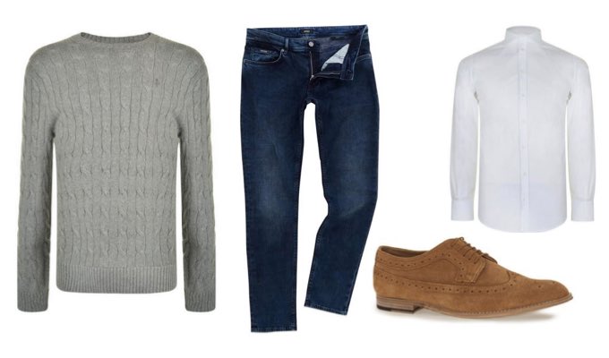 Men's Dark Denim Jeans Smart Outfit Idea