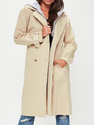 Missguided Beige Hooded Trench Coat