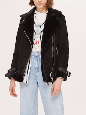 Topshop Shearling Biker Jacket