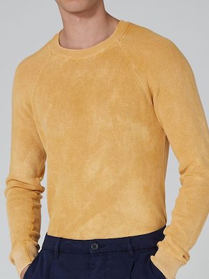 Men's Topman Yellow Acid Wash Jumper