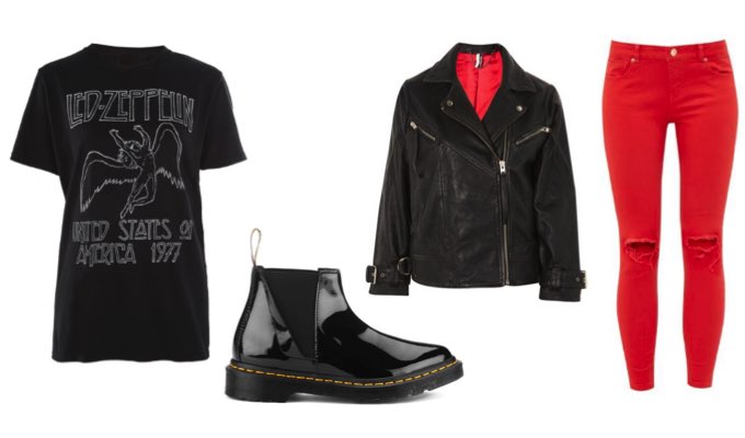 Women's Red Jeans and Dr Martens Outfit