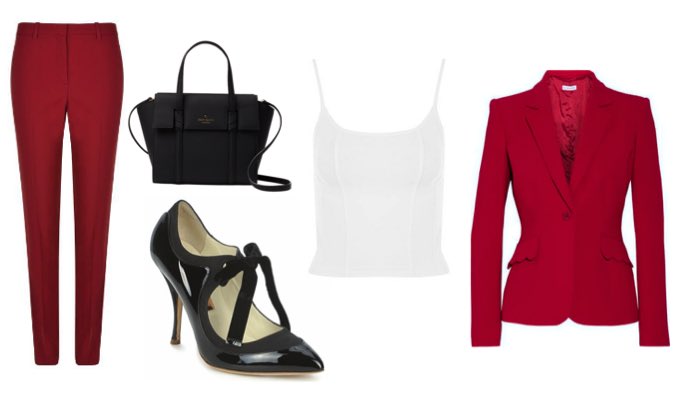 Women's Red Trouser Suit Outfit