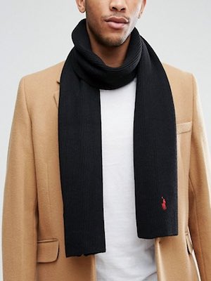 Men's Ralph Lauren Merino Wool Black Scarf