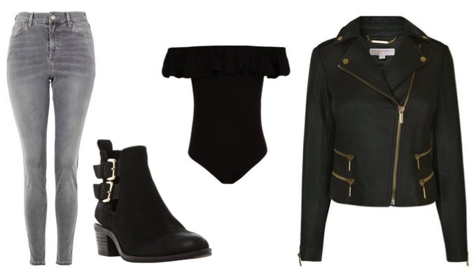 Womens Biker Jacket and Skinny Jeans Outfit