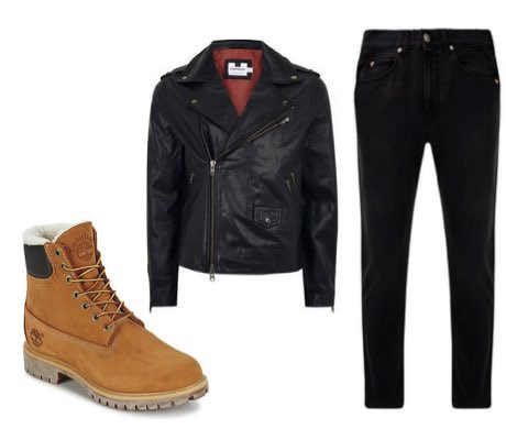 leather jacket and timberland boots