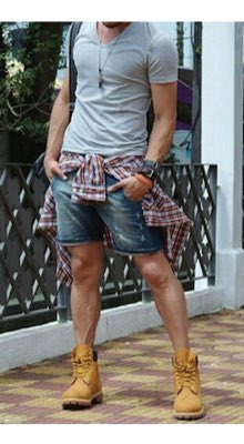 shorts and timbs