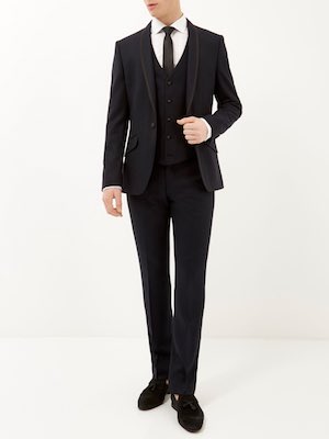 Men's River Island Navy Tuxedo Suit