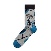 Men's Grey and Blue Printed Socks