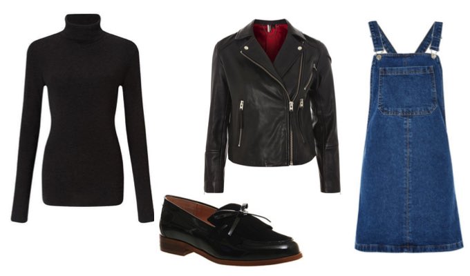 Women's Pinafore Dress and Polo Neck Outfit