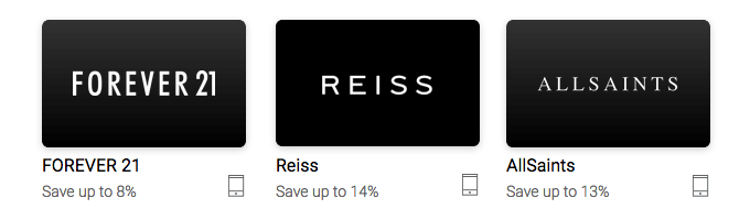 Discounted Fashion Gift Cards