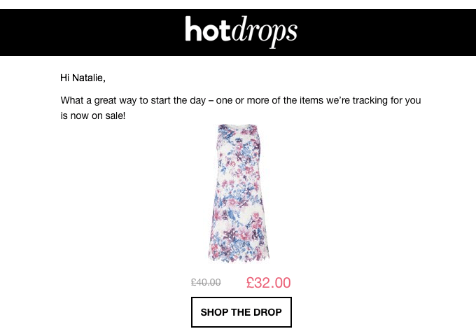 Hot Drops Sale Alert Email Notification