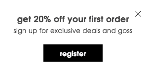 Missguided New Customer Discount Popup Message