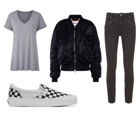 black and grey checkered vans outfit