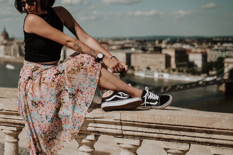 black and white high top vans outfit