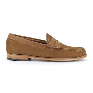 Men's Tan Suede Penny Loafers