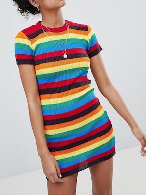 warehouse rainbow hot dress