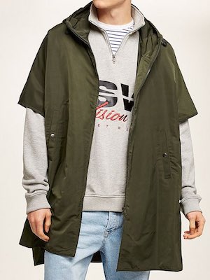 Topman Khaki Showerproof Poncho