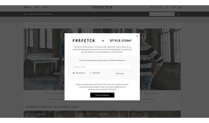 Style.com Redirect to Farfetch Screenshot