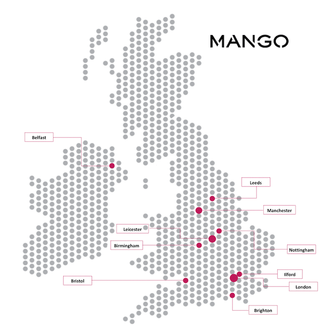 Map Showing Popularity of Mango Across The UK