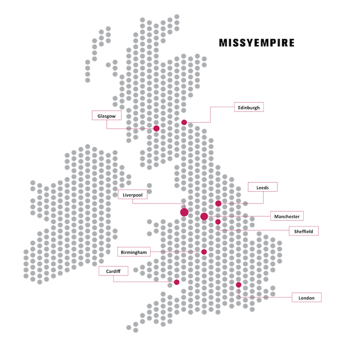 Map Showing Popularity of Missy Empire Across The UK