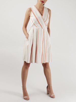 Closet London Ivory Stripe Wrap Over Dress