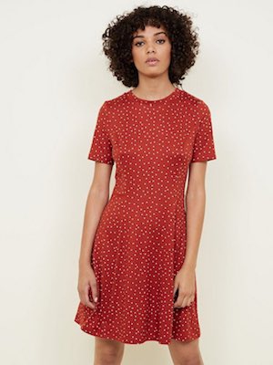 New Look Rust Spot Printed Tea Dress