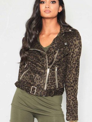 Women's Missy Empire Leopard Print Biker Jacket