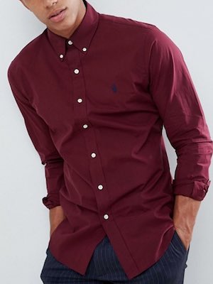 Men's Ralph Lauren Burgundy Poplin Shirt