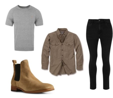 tan chelsea boots outfit mens