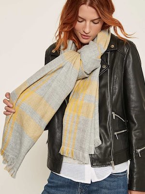 Women's Mint Velvet Grey & Yellow Scarf