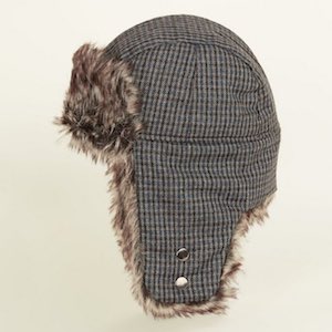Men's New Look Brown Check Trapper Hat