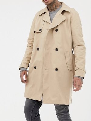 Men's Bershka Beige Trench Coat