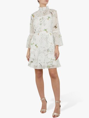 Women's Ted Baker Bird Print Ruffle Dress