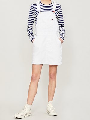 Women's Tommy Hilfiger White Denim Dungaree Dress