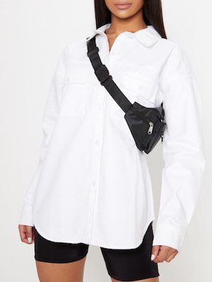 Women's Pretty Little Thing White Denim Shirt