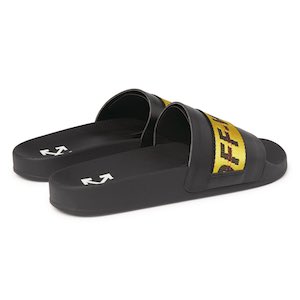 Men's Off-White Leather Sliders