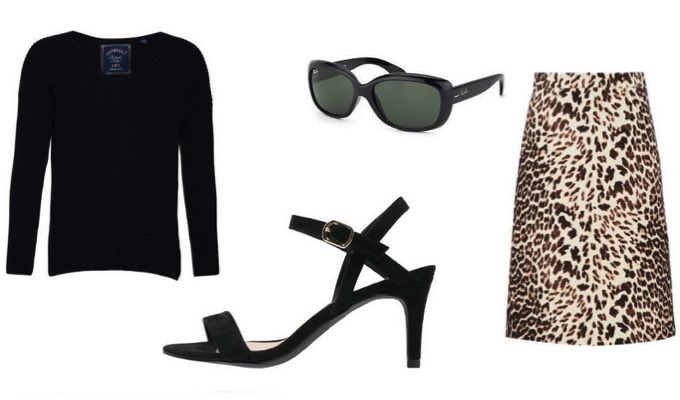 Women's Leopard Print Skirt Outfit Idea