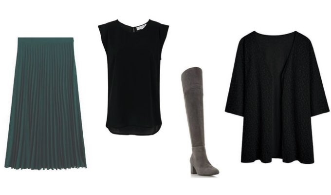Women's Black Kimono Outfit Idea