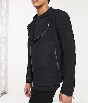 Men's ASOS Black Suede Racer Jacket