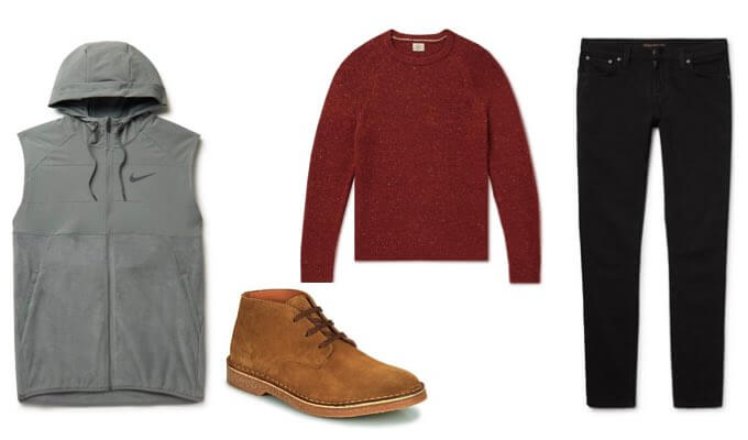 Men's Hooded Gilet Outfit with Jeans